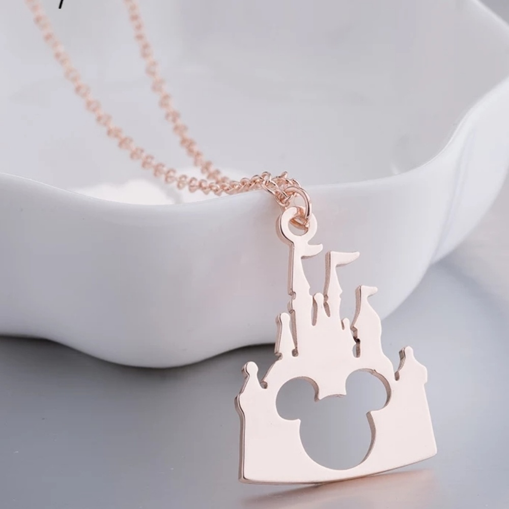 Mickey Mouse Necklace Rose Gold Castle Disney